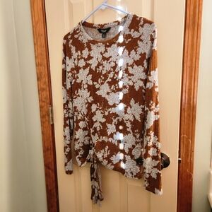 Vera Wang pumpkin spice botanical sweater Sz Small  hip-tie detail